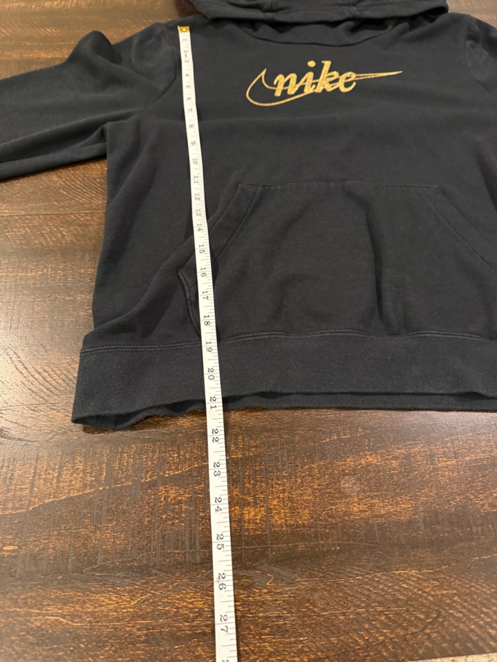 Nike Black Gold Logo Funnel Neck Hoodie Pullover Medium - Picture 11 of 13